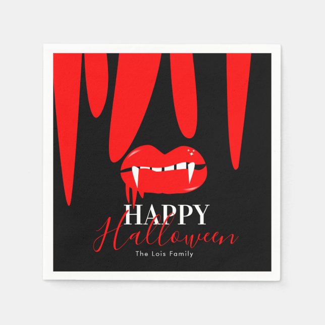 Vampire Blood Lips Halloween Birthday Party  Napkin (Front)