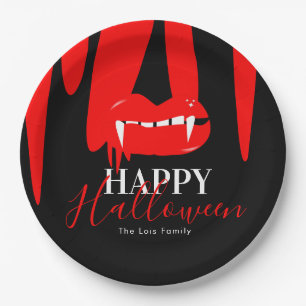 Vampire Blood Lips Halloween Birthday Party   Paper Plate