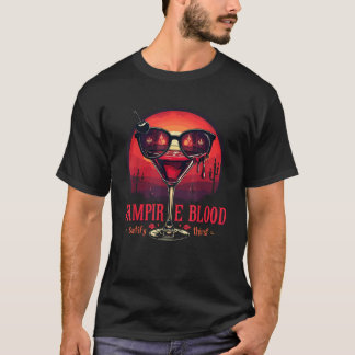 Vampire Blood Satisfy Thirst Sunset Glass  T-Shirt