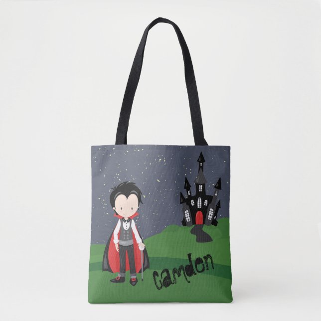 Vampire Boy Halloween Kid's Personalized Tote Bag (Front)