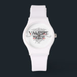 Vampire Bride Watch<br><div class="desc">What the elegant undead wear... .to a Vampire Wedding Elegant Gothic ornaments with Vampire Bride in black lettering with blood-red highlights great gift for those Vampire Lovers taking the "final" plunge or for your own Vampire Wedding.</div>