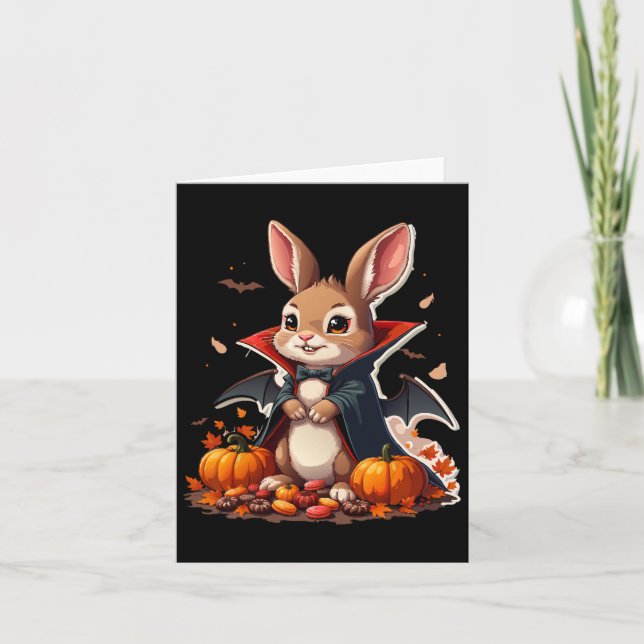 Vampire Bunny Costume Funny Halloween  Card (Front)