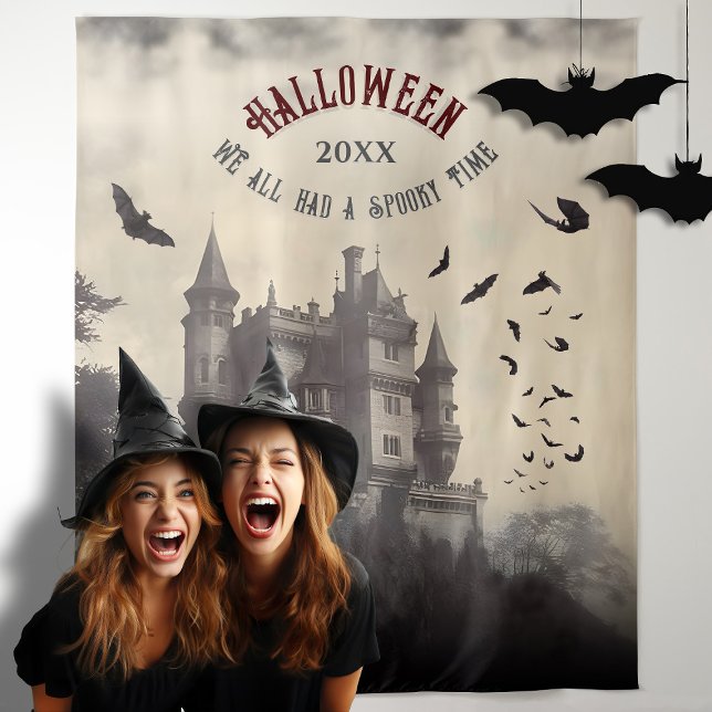 Vampire Castle Halloween Photo Booth Backdrop Tapestry (Castle with bats - Perfect for your halloween backdrop)