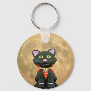 Vampire Cat and Full Moon Key Ring