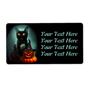 Vampire Cat and Wizard Pumpkin Halloween Surreal 
