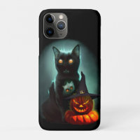 Vampire Cat and Wizard Pumpkin Halloween Surreal  