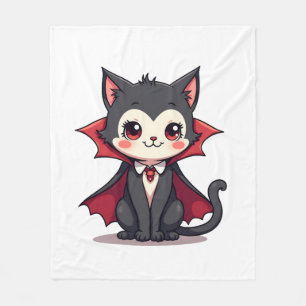 Vampire Cat � Cute Halloween Pet Tee Fleece Blanket