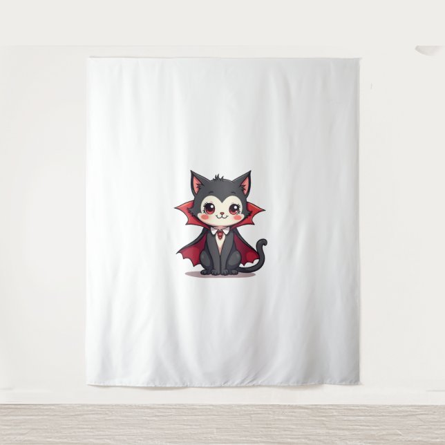 Vampire Cat – Cute Halloween Pet Tee Tapestry (Front)