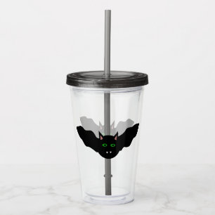 Vampire Cat Faced Bat Halloween Acrylic Tumbler