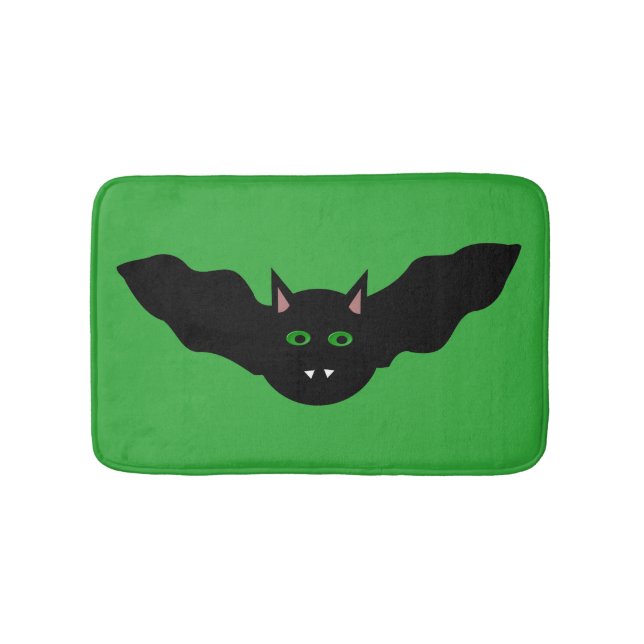 Vampire Cat Faced Bat Halloween Bath Mat (Front)