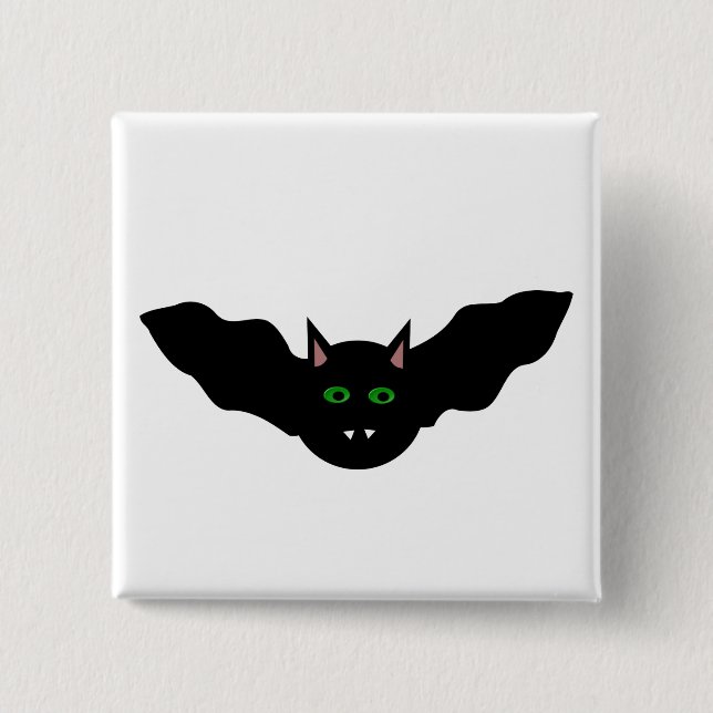 Vampire Cat Faced Bat Halloween Button (Front)