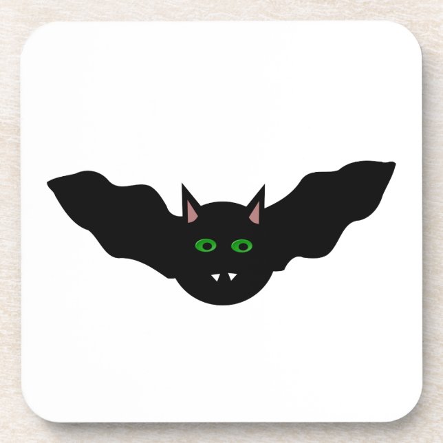 Vampire Cat Faced Bat Halloween Coaster (Front)