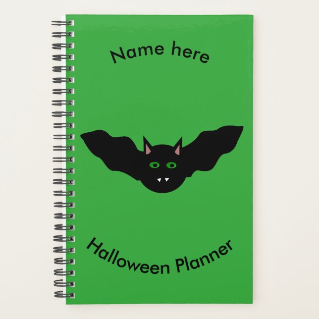 Vampire Cat Faced Bat Halloween Custom Planner (Front)