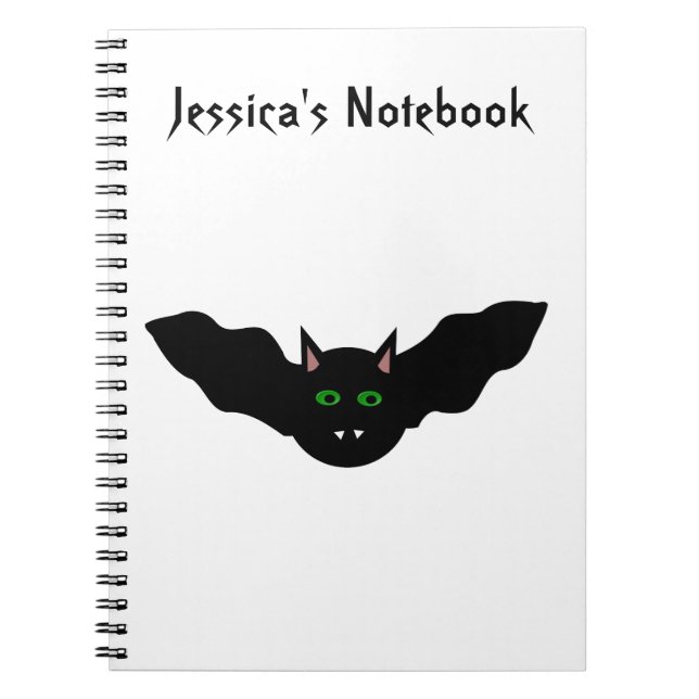 Vampire Cat Faced Bat Halloween Customisable Noteb Notebook (Front)