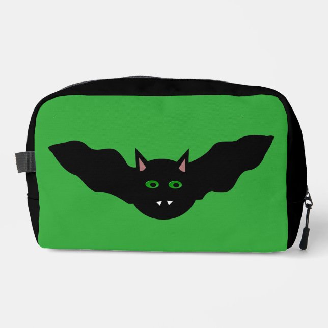 Vampire Cat Faced Bat Halloween Dopp Kit (Front)