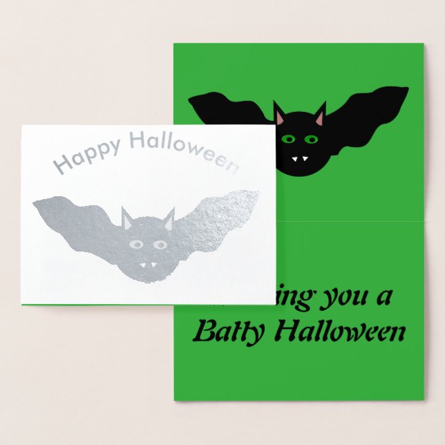 Vampire Cat Faced Bat Halloween Foil Card (Display)