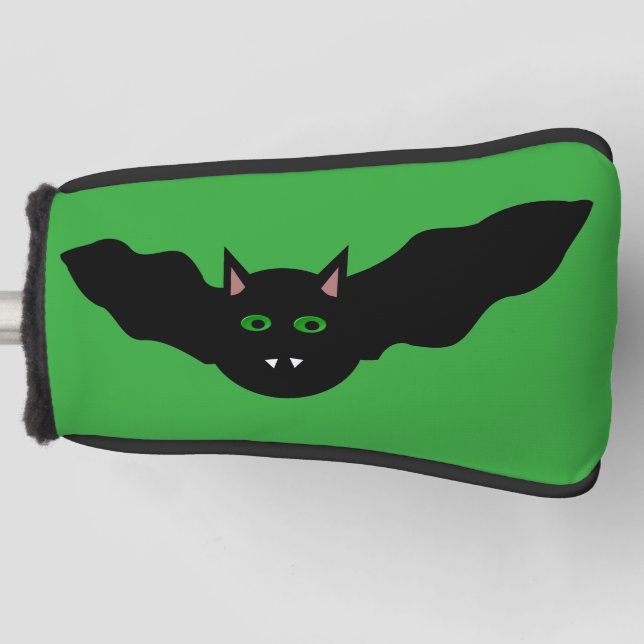 Vampire Cat Faced Bat Halloween Golf Putter Cover (Front)