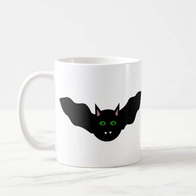 Vampire Cat Faced Bat Halloween Mug (Left)
