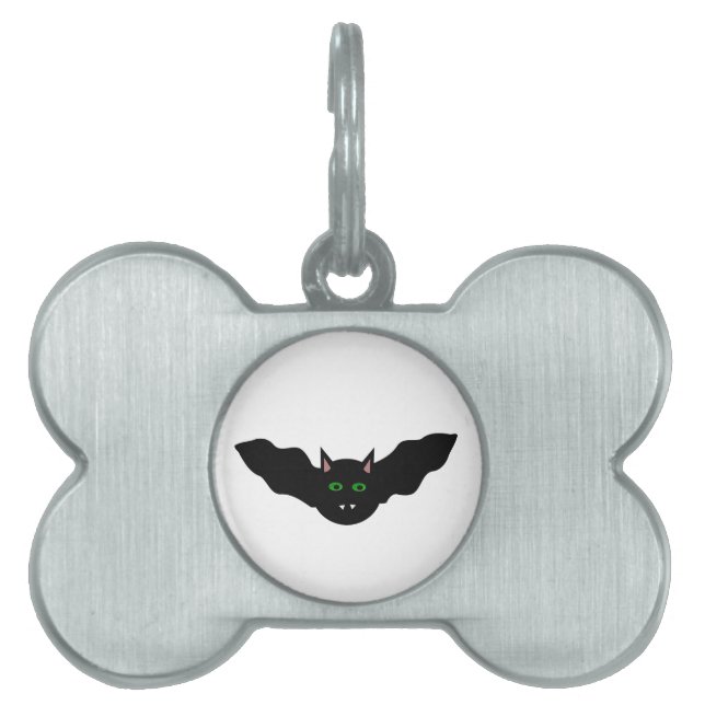 Vampire Cat Faced Bat Halloween Pet Tag (Front)