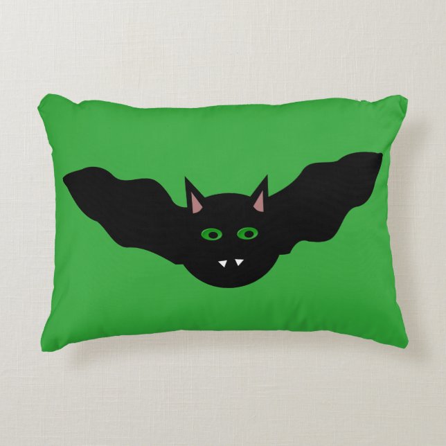 Vampire Cat Faced Bat Halloween Pillow (Front)