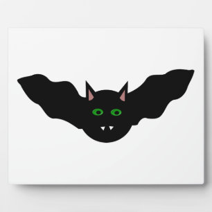 Vampire Cat Faced Bat Halloween Plaque