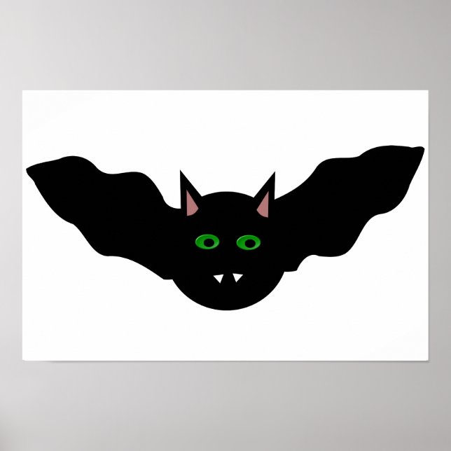 Vampire Cat Faced Bat Halloween Poster (Front)