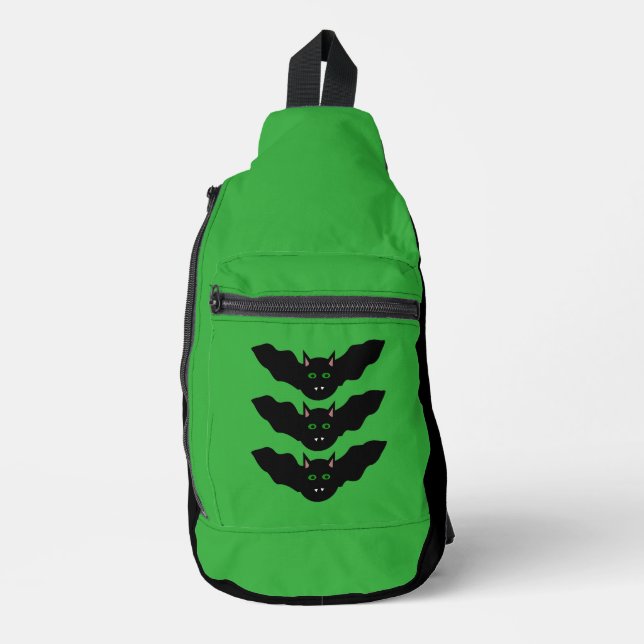 Vampire Cat Faced Bat Halloween Sling Bag (Front)