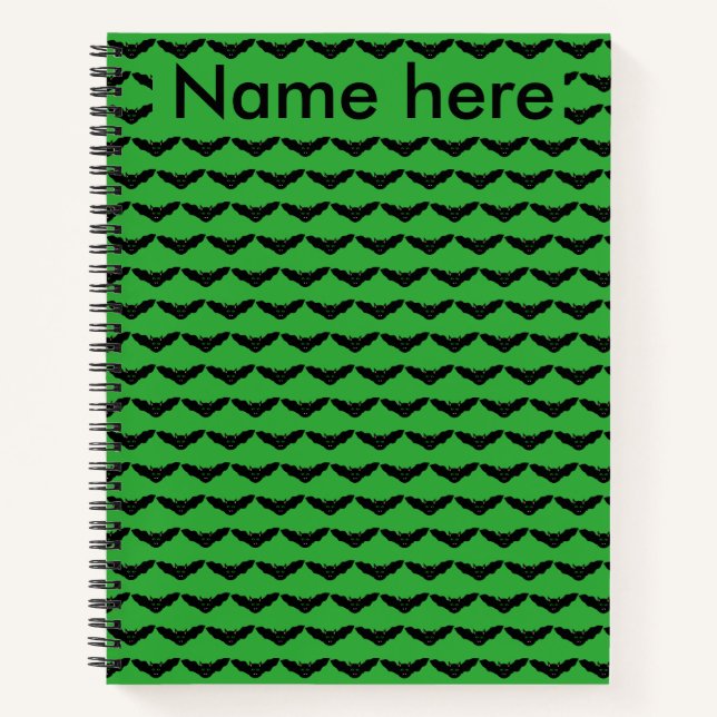 Vampire Cat Faced Bat Halloween Spiral Notebook (Front)