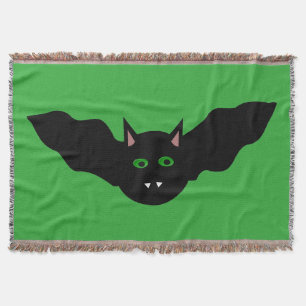 Vampire Cat Faced Bat Halloween Throw Blanket