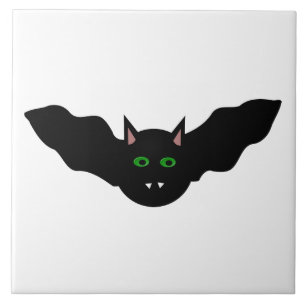 Vampire Cat Faced Bat Halloween Tile