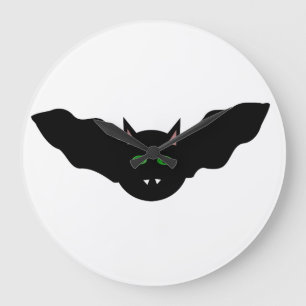 Vampire Cat Faced Bat Halloween Wall Clock