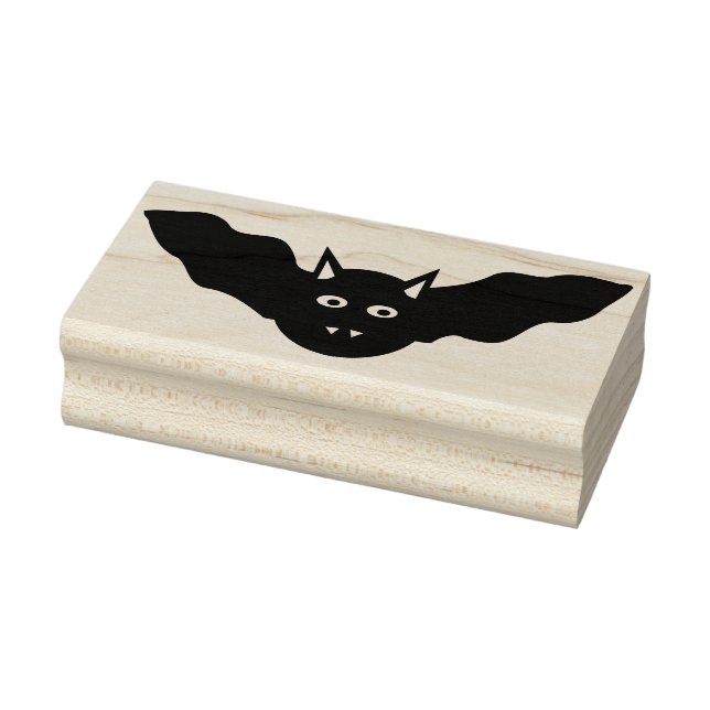 Vampire Cat Faced Bat Halloween Wood Art Stamp (Stamp)