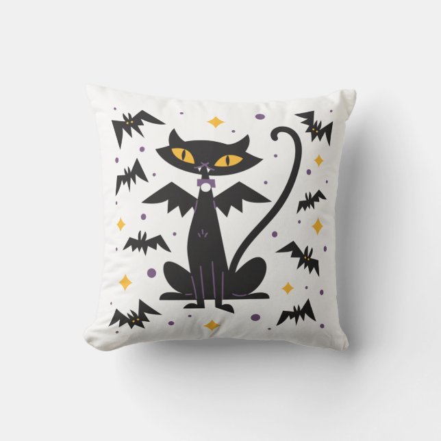 Vampire Cat Halloween Cushion (Front)