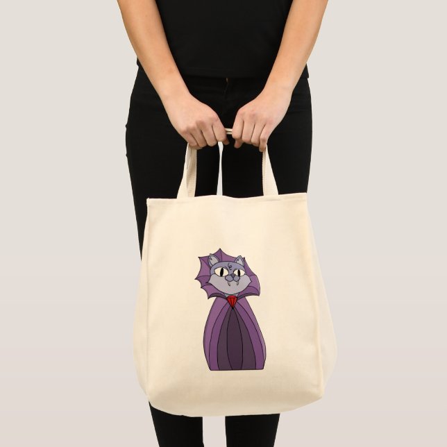 Vampire Cat in Purple Cape Tote Bag (Front (Product))