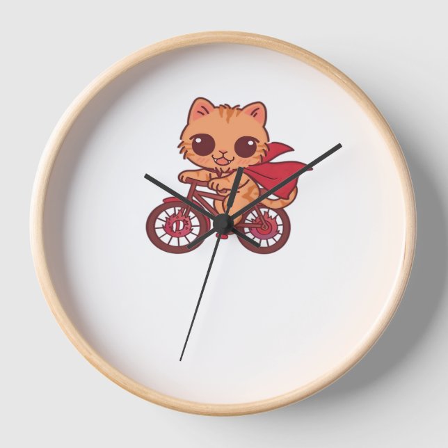 Vampire Cat on Halloween Bike Ride – Cute Spooky K Clock (Front)