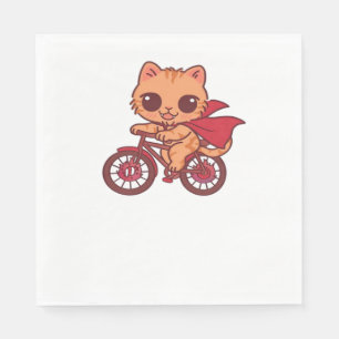 Vampire Cat on Halloween Bike Ride – Cute Spooky K Napkin