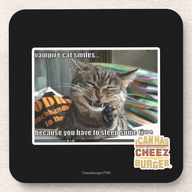 vampire cat smiles coaster (Front)