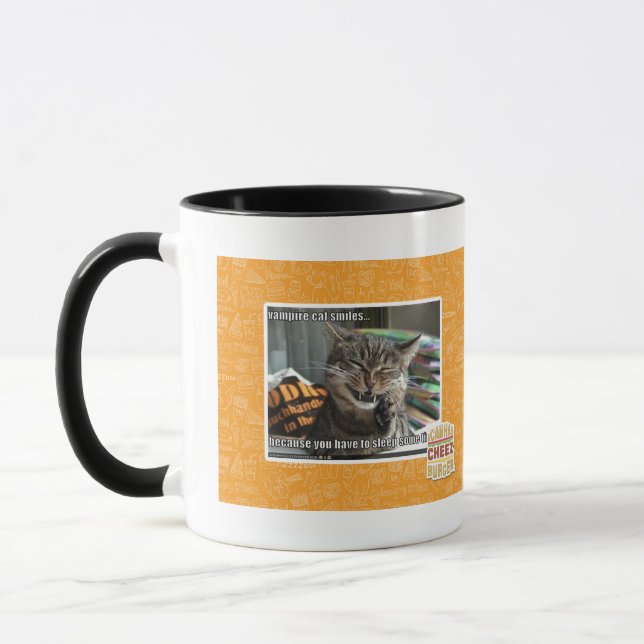 vampire cat smiles mug (Left)