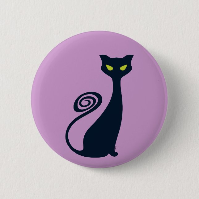 Vampire Cat With Green Eyes 6 Cm Round Badge (Front)