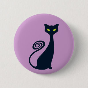 Vampire Cat With Green Eyes 6 Cm Round Badge