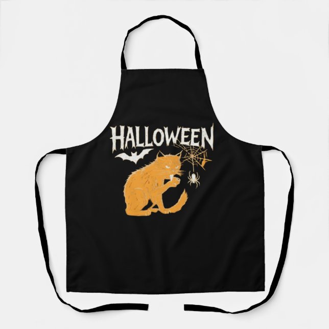 Vampire Cat's Halloween Classic T-Shirt Apron (Front)