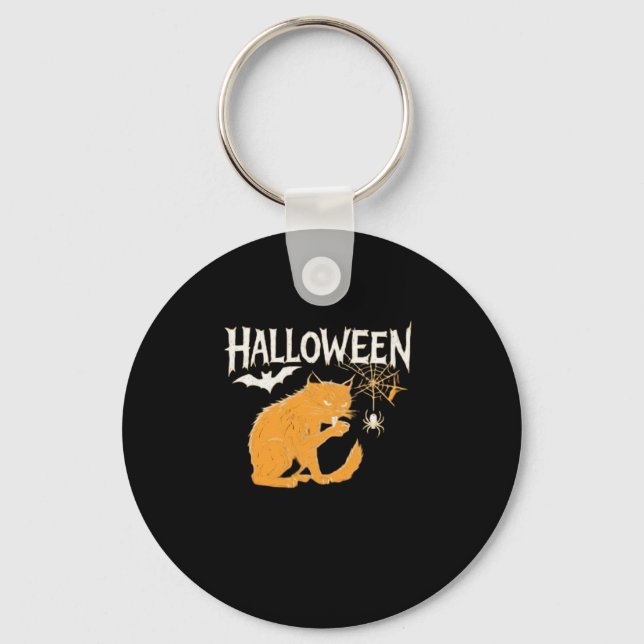 Vampire Cat's Halloween Classic T-Shirt Key Ring (Front)