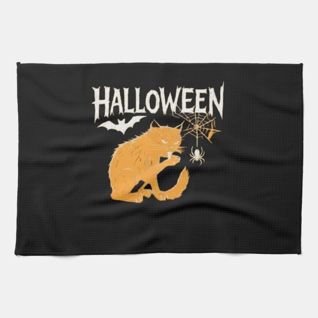 Vampire Cat's Halloween Classic T-Shirt Tea Towel (Horizontal)