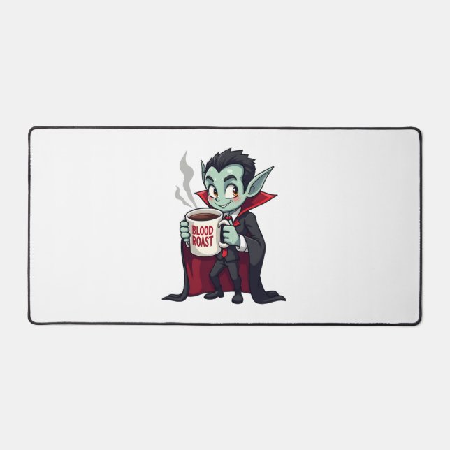 Vampire Coffee Lover � Spooky Latte Shirt Desk Mat (Front)