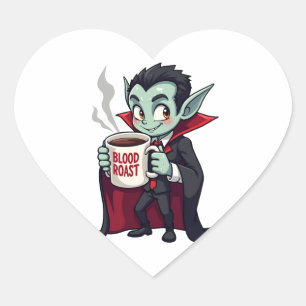 Vampire Coffee Lover – Spooky Latte Shirt Heart Sticker