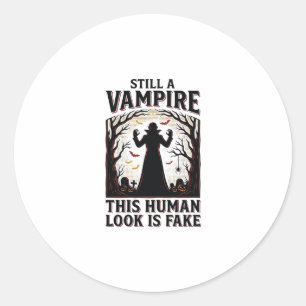 Vampire Costume Shirt Funny Halloween Human Disgui Classic Round Sticker