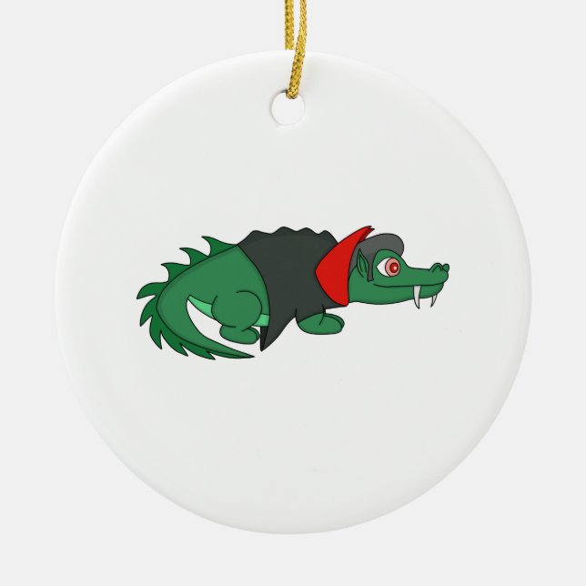 Vampire Crocodile Ceramic Ornament (Front)