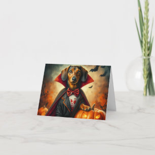 Vampire Dachshund Halloween Card