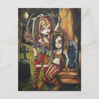 Vampire Dark Angel Gothic Graveyard Art Postcard