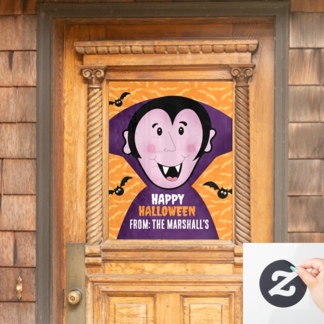 Vampire Dracula Bats Kids Cute Happy Halloween  (Home Door)
